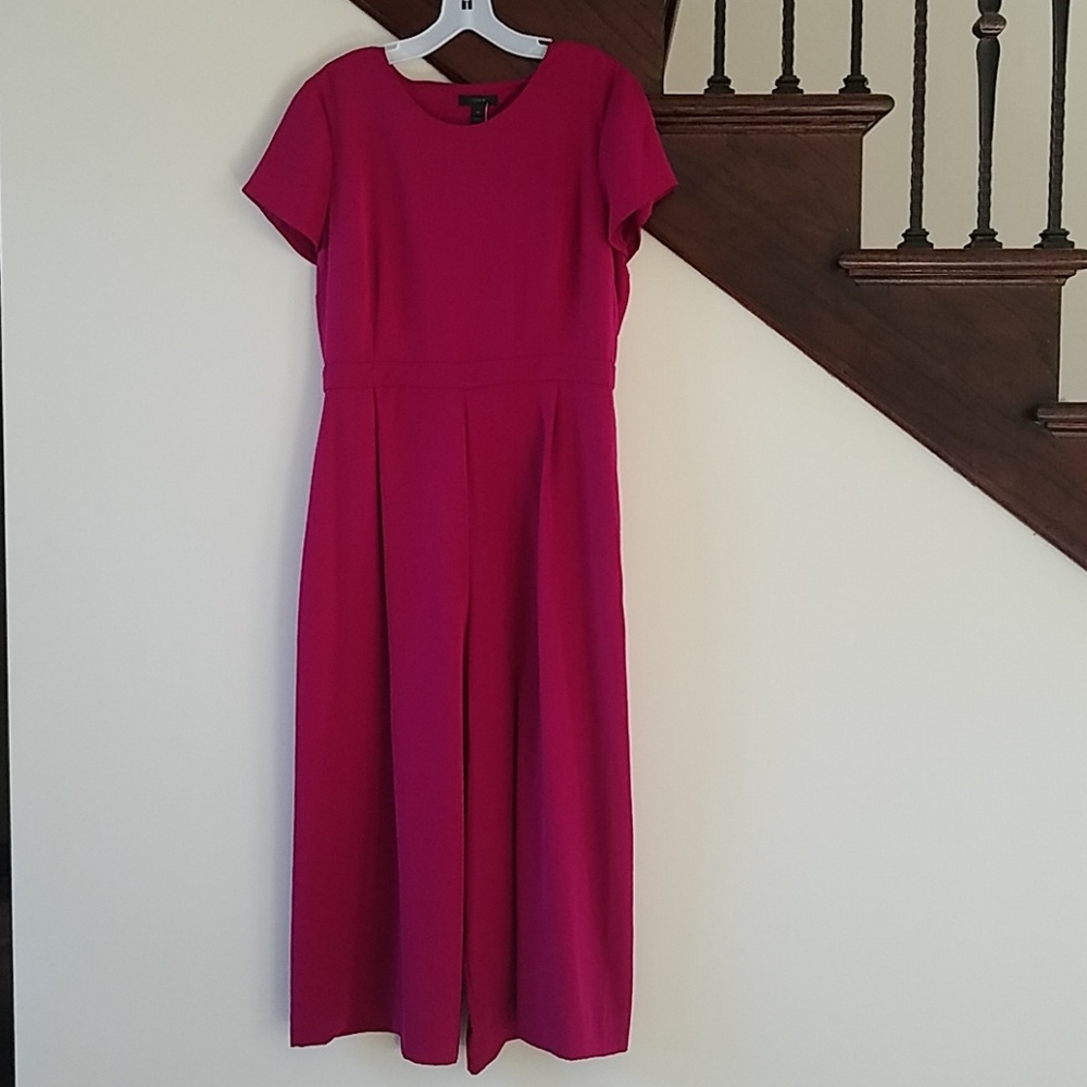 jcrew wrap back fuchsia jumpsuit size 14